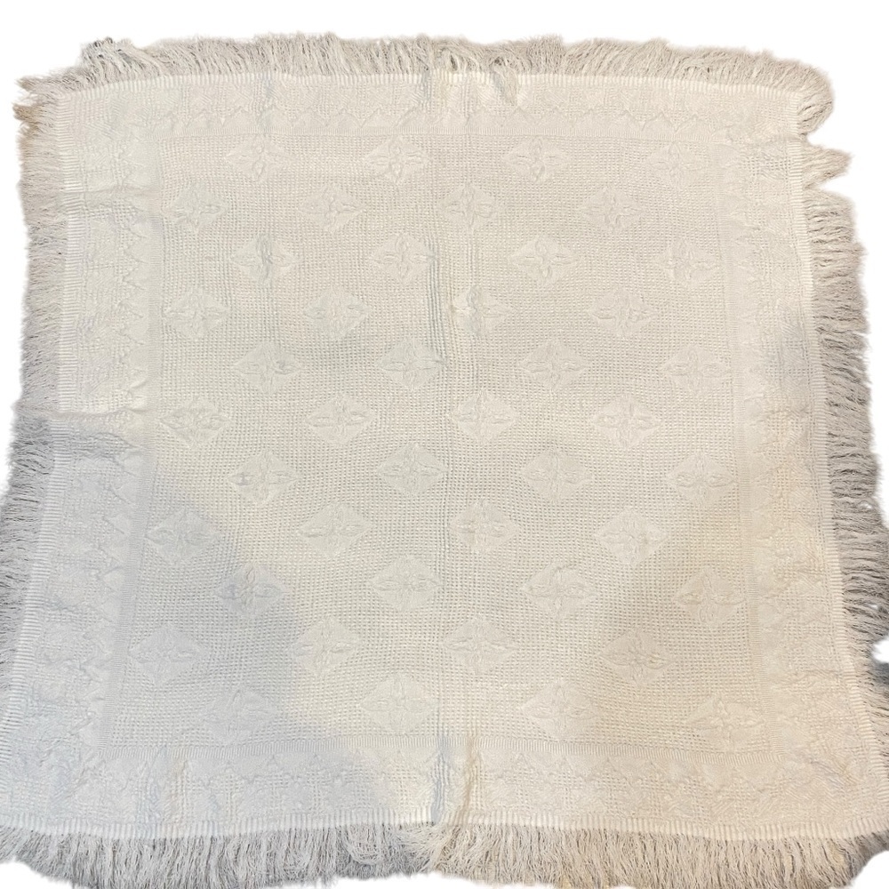 Gorgeous Hand knit White Throw Blanket or Baby Blanket - Square  40in